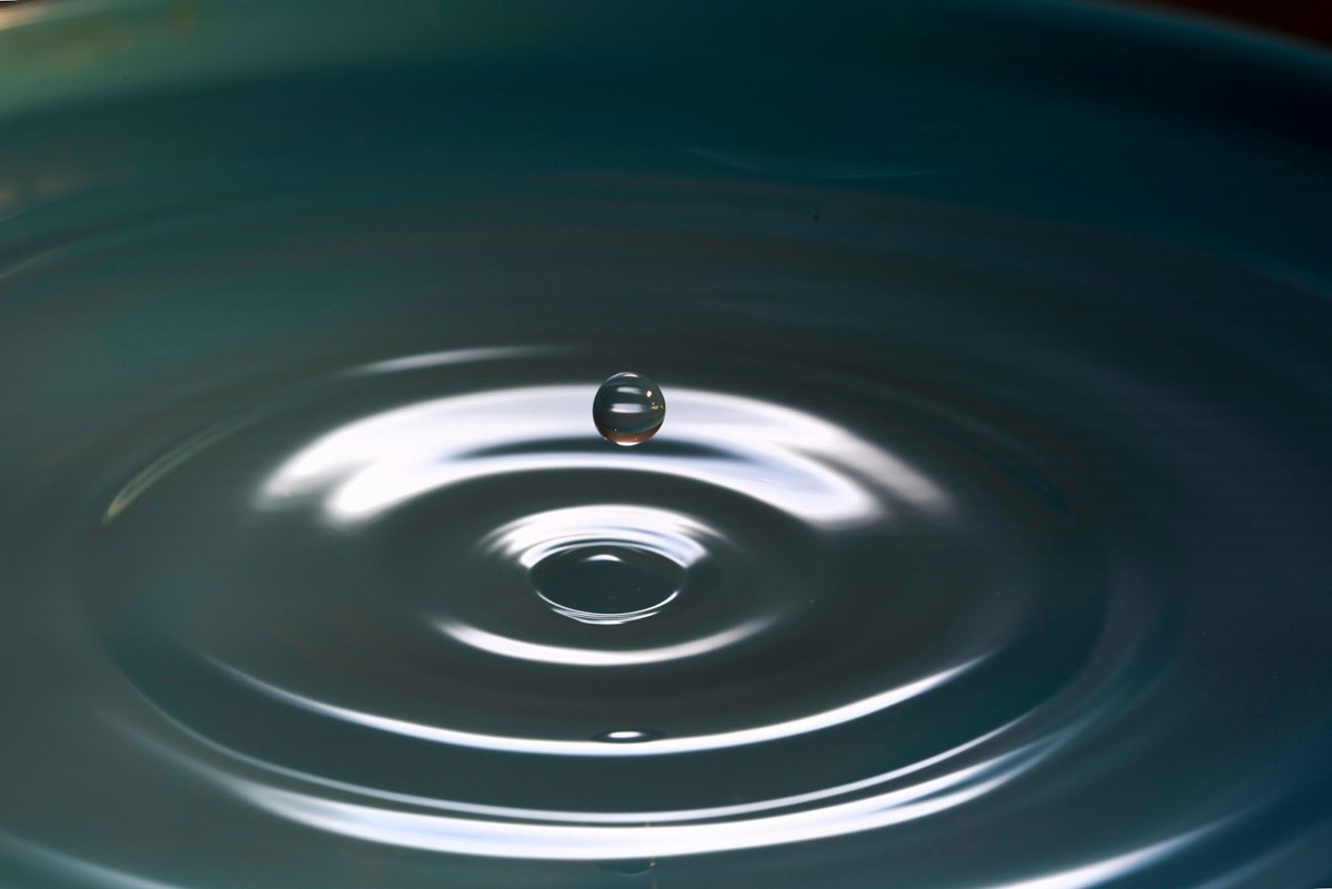 A single water droplet hovering above a still surface as concentric ripples spread outward: an urge to pee is a wave that crests and passes in thirty to ninety seconds, not a cliff
